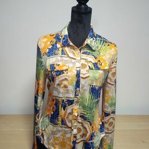 Tropical Print Button Down Shirt